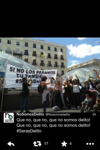 Performance "tu también serás delito" en la Puerta del Sol, 24-5-14, de No Somos Delito